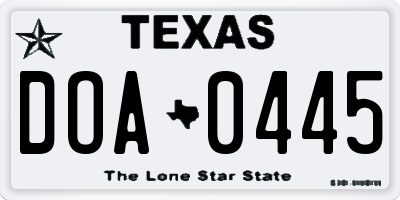 TX license plate DOA0445