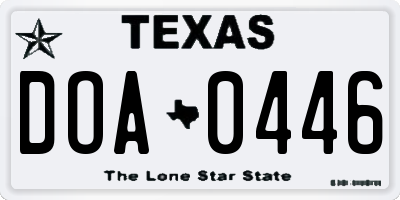 TX license plate DOA0446