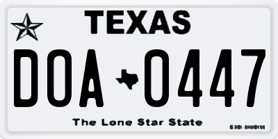 TX license plate DOA0447