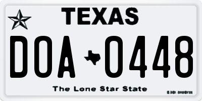 TX license plate DOA0448