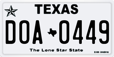 TX license plate DOA0449