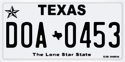 TX license plate DOA0453