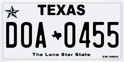 TX license plate DOA0455