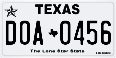 TX license plate DOA0456