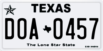 TX license plate DOA0457