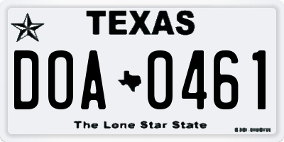 TX license plate DOA0461