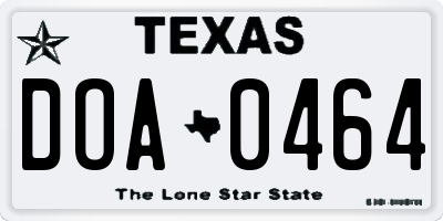 TX license plate DOA0464