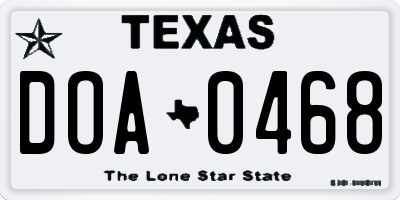 TX license plate DOA0468