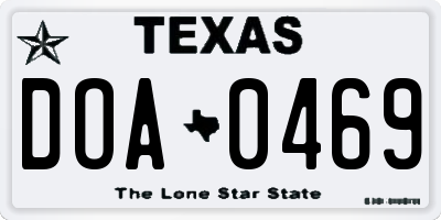 TX license plate DOA0469