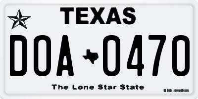 TX license plate DOA0470