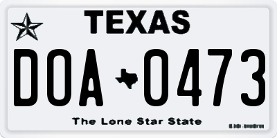 TX license plate DOA0473