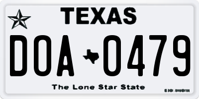 TX license plate DOA0479