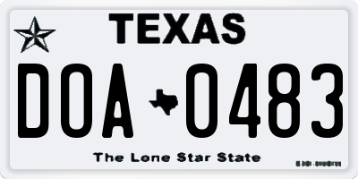 TX license plate DOA0483