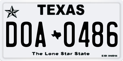 TX license plate DOA0486