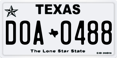 TX license plate DOA0488