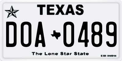 TX license plate DOA0489