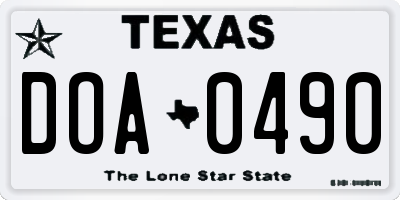 TX license plate DOA0490