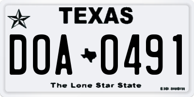 TX license plate DOA0491