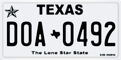 TX license plate DOA0492