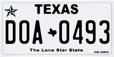 TX license plate DOA0493
