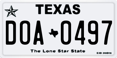 TX license plate DOA0497