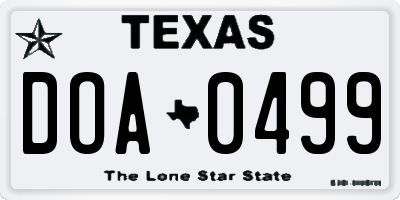 TX license plate DOA0499