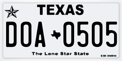 TX license plate DOA0505