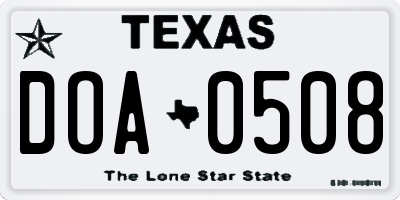 TX license plate DOA0508