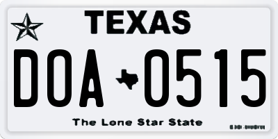 TX license plate DOA0515