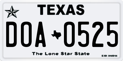 TX license plate DOA0525
