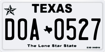 TX license plate DOA0527