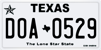 TX license plate DOA0529