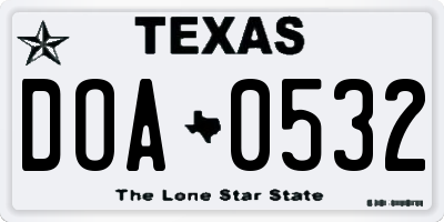 TX license plate DOA0532