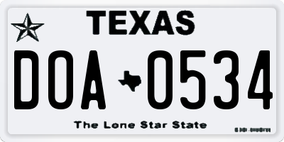TX license plate DOA0534