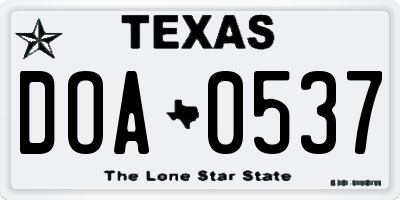 TX license plate DOA0537