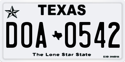 TX license plate DOA0542