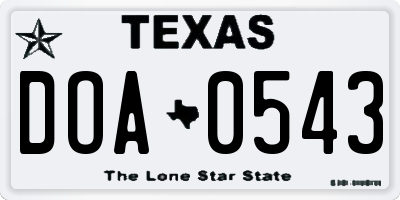 TX license plate DOA0543