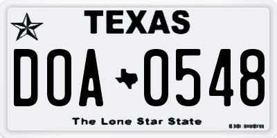 TX license plate DOA0548