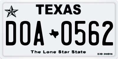 TX license plate DOA0562