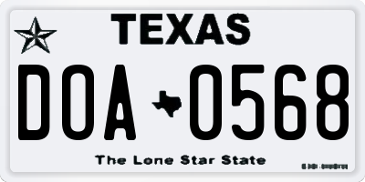 TX license plate DOA0568