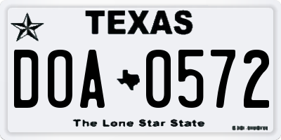 TX license plate DOA0572