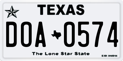 TX license plate DOA0574