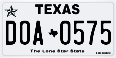 TX license plate DOA0575