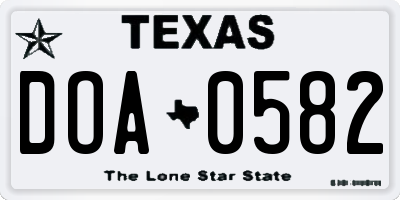 TX license plate DOA0582