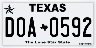 TX license plate DOA0592