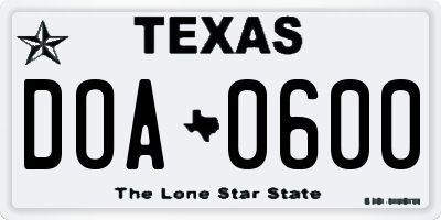 TX license plate DOA0600