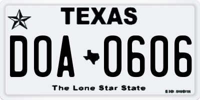 TX license plate DOA0606