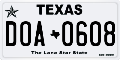 TX license plate DOA0608
