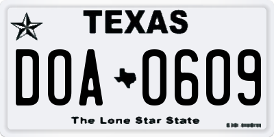 TX license plate DOA0609