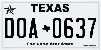 TX license plate DOA0637